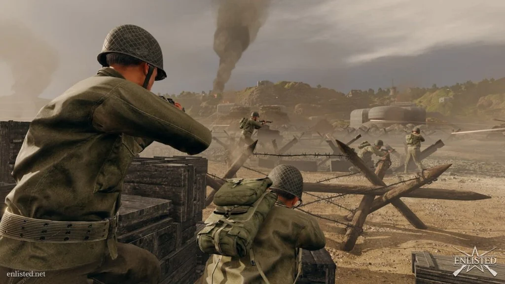 Enlisted squad advancing with Enlisted cheats overlay